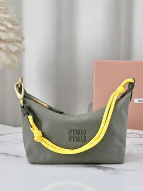MIU MIU green canvas single-shoulder bag